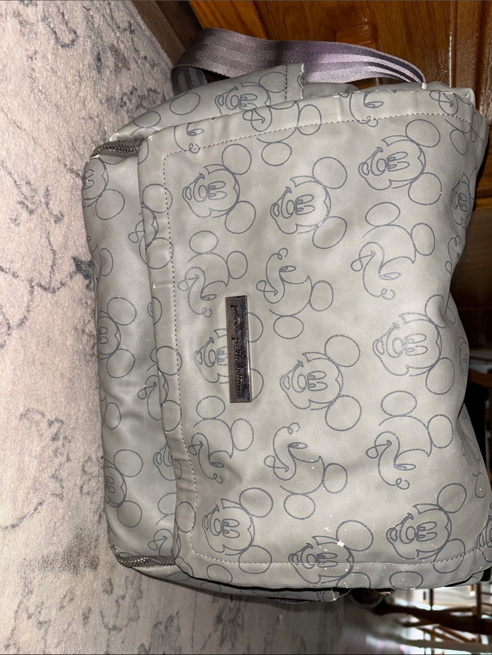 Petunia Pickle Bottom Light Gray Mickey Print Kids Bag